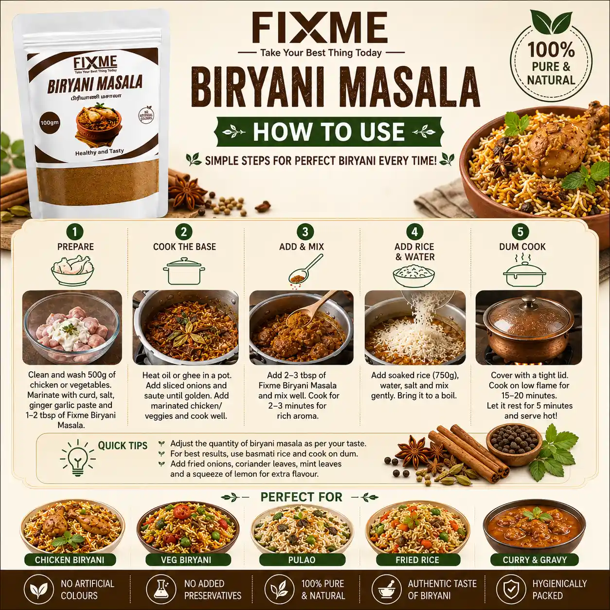 Fixme Biryani Masala – 100 g - Image 3
