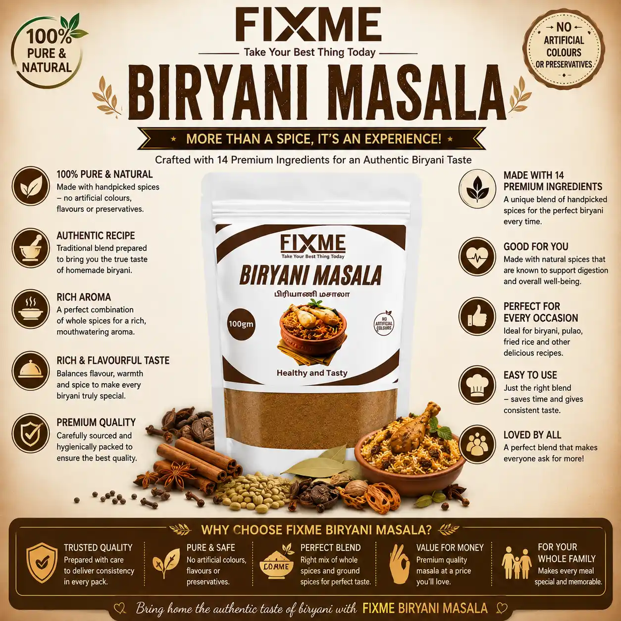 Fixme Biryani Masala – 100 g - Image 4
