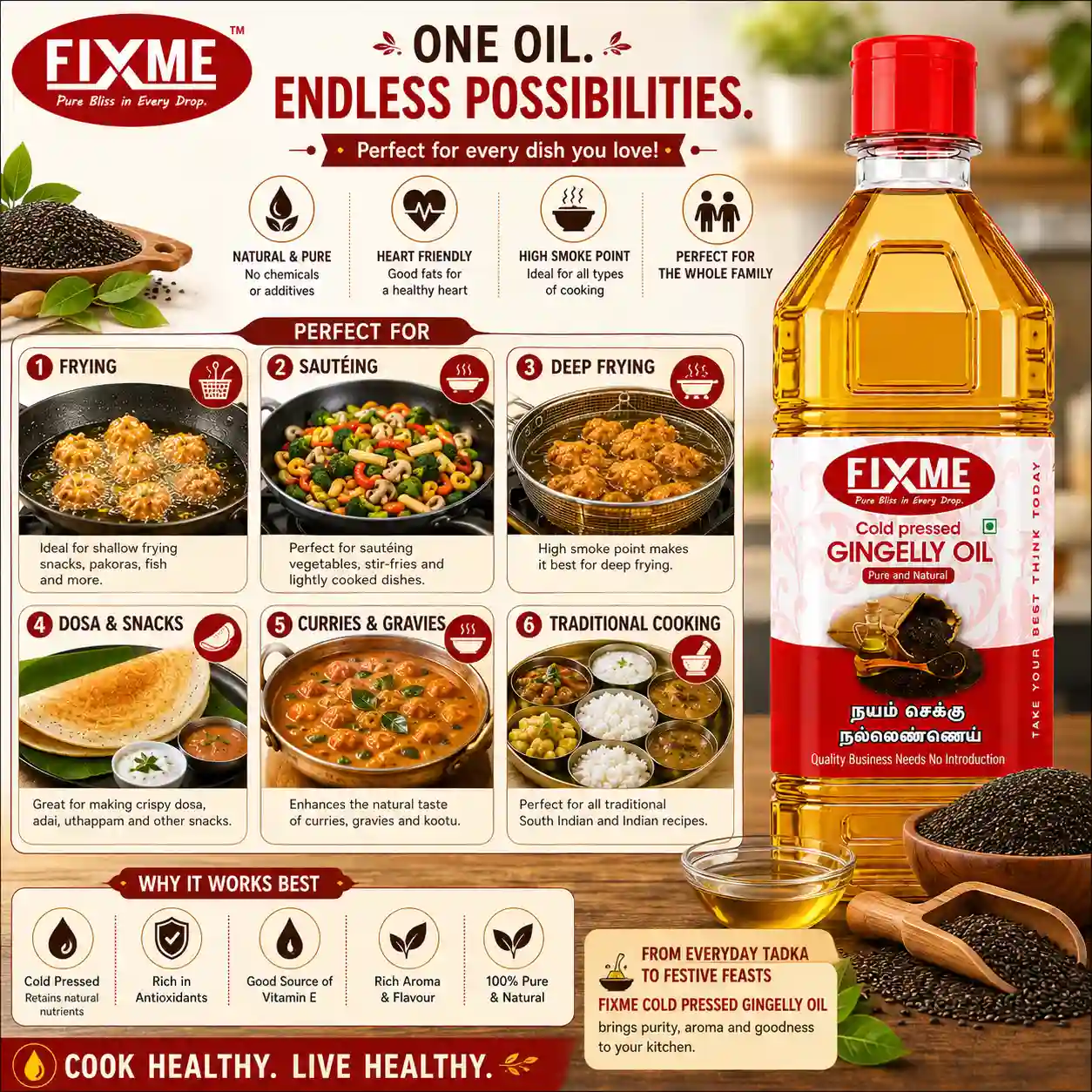 Fixme Cold Pressed Gingelly Oil - Image 5